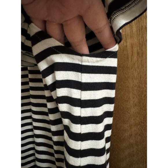 Kate Spade Stripe Off The Shoulder Dress Black White Sz XS Preppy Cute Cotton - Picture 4 of 7